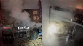 傻眼！天冷車發不動他「點火暖車」慘爆了（圖／微博）