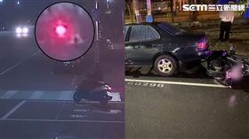 騎士手腳受傷、行人雙腳骨折需住院治療，所幸沒有生命危險。（圖／翻攝畫面）