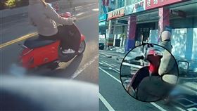 女騎士單手騎車長達3.3公里，整路搖搖晃晃。（圖／翻攝自高雄大小事臉書）