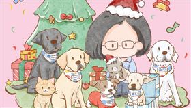 今年聖誕節蔡英文與到圖文作家「小刺蝟」合作，用Q版的方式呈現聖誕祝福。（圖／翻攝自蔡英文臉書）