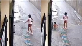 下雨路上變水樂園！姊姊「指了一下」積水處　3歲童掉進下水道瞬間滅頂　圖／翻攝自Ｘ
