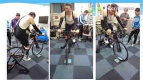 柯文哲練體能踩飛輪竟墊