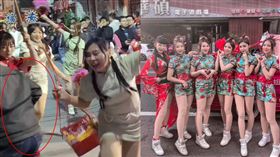 阿北突然舉動，害舞者差點跌倒臉著地。（圖／翻攝自廟會隨手拍臉書）