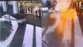 一輛特斯拉Cybertruck在川普酒店外爆炸。（圖／翻攝自X）