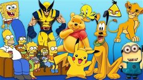 許多卡通人物都是黃色。（圖／翻攝自Brightside）