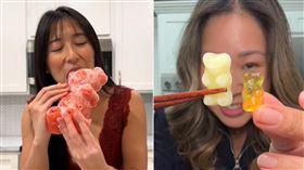 變巨大！小熊軟糖「混合1物」竟膨脹　　網紅揭口感：滑順冰爽（圖／翻攝自抖音）