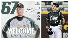 ▲廖乙忠加盟台鋼雄鷹換穿吳念庭67號球衣。（圖／台鋼雄鷹提供／記者劉彥池攝影）