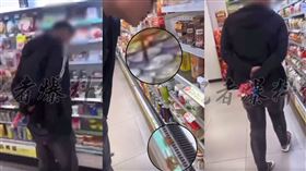 男子朝冰櫃吐檳榔汁，朋友助興拍攝po網。（圖／翻攝自記者爆料網）