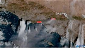 洛杉磯野火，火勢蔓延，範圍增長，連太空都看得到，(圖／翻攝自CIRA X)