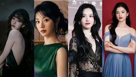 李一桐（左起）、田曦薇、陳都靈、張婧儀現身《2024微博之夜》。（圖／翻攝自微博）