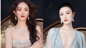 趙麗穎（左）在微博之夜遇上倪妮（右）。（圖／翻攝自微博）