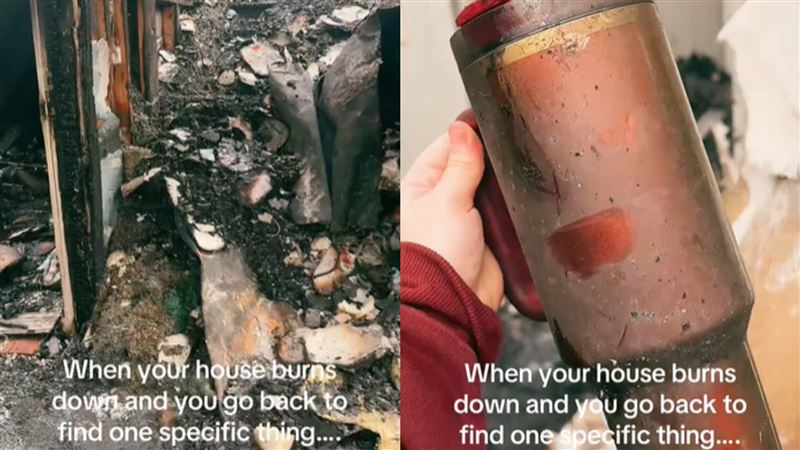 家燒成廢墟保溫杯竟無損　網讚：最強業配