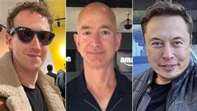 川普就職典禮史上最貴！每分鐘燒122萬　科技3巨頭將出席「身家近30兆」（組合圖／翻攝自Mark Zuckerberg臉書,貝佐斯IG,馬斯克臉書）