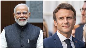 各界推測，法國總統馬克宏將會與印度總理莫迪簽下歷史性軍購案。（組合圖／翻攝自馬克洪臉書、莫迪臉書）