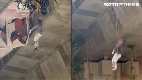 消防不敢貿然破壞車體，以垂吊救出車外送醫急救。（圖／翻攝自Threads：xiao_you_0419）