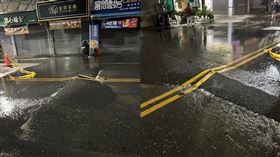 受到地震擠壓，路面破裂隆起狂滲水。（圖／翻攝自大寮里大小事臉書）