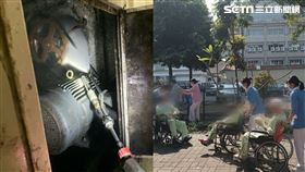 院方自衛消防編組確實，利用輪椅將病患緊急推出。（圖／翻攝畫面）