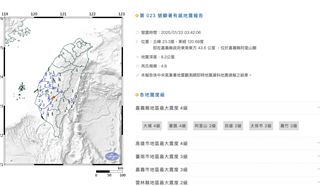深夜連2震！嘉義阿里山規模4.8極淺層地震