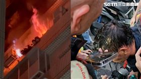 得知起火點9樓還有一名男屋主受困，消防隨即透過通話確認所在地。（圖／翻攝畫面）