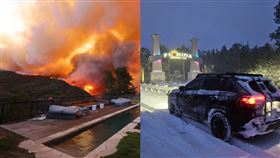 美國加州野火，南方佛羅里達降雪，下雪，火災。（圖／翻攝自Janet臉書、X平台@JohnCremeansUSA）