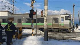 北海道一名香港遊客被列車撞倒後傷重身亡。(圖/翻攝札幌電視台)