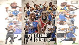 洛杉磯湖人當家巨星「詹皇」詹姆斯（Lebron James）這生涯第21度入選全明星賽，也是他連續第21年成為明星賽先發，成為NBA歷史第一人。（圖／翻攝自ESPN X）
