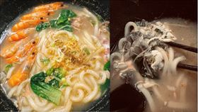 金山知名海鮮料理店，被投訴烏龍麵裡有煮爛的報紙。（圖／翻攝爆料公社）