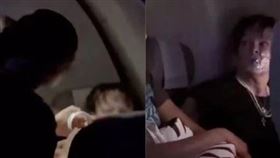 斐濟航空近日一名女乘客失控大鬧出言不遜，遭空姐拿膠帶封住她的嘴。（圖／翻攝自X）