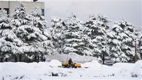 南韓當地連日降下大雪，目前降雪量約為每小時1到5公分。（圖／美聯社／達志影像）