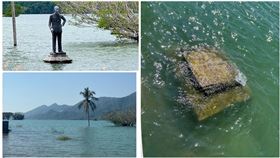 嘉義地震狂搖！曾文水庫「蔣公銅像」掉水中　前後對比圖曝光，圖／鏡週刊
