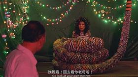 今年是蛇年，最夯的哏圖莫過於已故藝人文英阿姨在電影《熱帶魚》中飾演巨蛇娘娘的模樣。（圖／翻攝自臉書／國家電影及視聽文化中心 Taiwan Film and Audiovisual Institute）