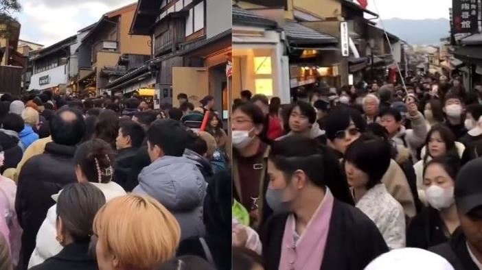 過年遊客湧日本！ 京都擠爆人潮畫面曝