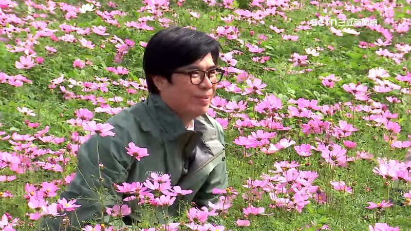 讚美濃花海花況佳　陳其邁推走春行賞景