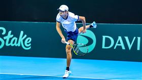 ▲曾俊欣代表台灣出賽台維斯盃首戰第一點。（圖／海碩整合行銷提供）