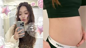 貝童彤在臉書分享兩張過年前後肚子的對比照片。（圖／翻攝自臉書）