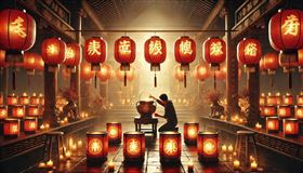 過年許多人前往廟宇點光明燈或安太歲。（圖／AI生成示意圖）