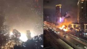初四晚間，廣州深圳文錦渡口附近發生爆炸事件。（圖／翻攝微博）