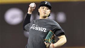 ▲旅美好手陳柏毓在大巨蛋Live BP（實戰投打練習）。（圖／中華職棒提供）