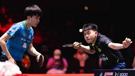 林昀儒與高承睿首度合拍就闖進WTT新加坡大滿貫賽男雙8強。（圖／翻攝自WTT官網）