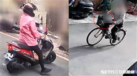 張嫌騎著腳踏車5度來回，屍塊就放在籃子中，騎乘態度若然，絲毫不緊張。（圖／翻攝畫面）