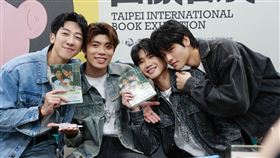 張哲偉（左起）、陳峻廷、洪言翔、羅章恩首度合體出席活動。（圖／三立提供）