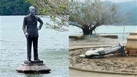 蔣公被震倒，陷入爛泥。（合成圖／翻攝自吳宗霖、張同雨臉書）