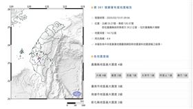 地震報告。（圖／翻攝自中央氣象署）