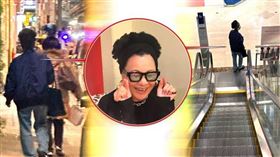 比莉全副武裝戴口罩現身東區，享受獨自的逛街悠閒時光。（圖／讀者提供）