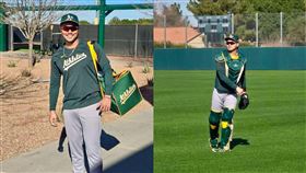 ▲12強捕手林家正加盟運動家，受邀參加大聯盟春訓。（圖／翻攝自林家正臉書）