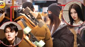 上月11日下午5點多，毛弟逛滑雪用品，戴著黑色毛帽的長髮女子，就是他的女友妤妤。（圖／本刊攝影組）