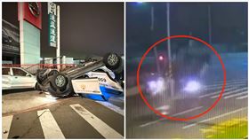 竹北,通緝,巡邏車,翻覆（圖／翻攝畫面）