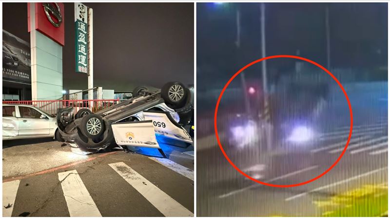 毒品通緝犯拒檢「2度」衝撞　警車烏龜翻