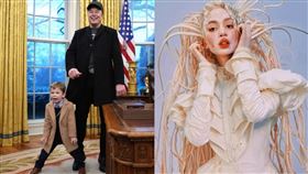 加拿大女歌手格萊姆斯（Grimes）（右）今天對前伴侶馬斯克（Elon Musk）（左）感到不滿，因為馬斯克擅自帶著兩人的4歲兒子前往白宮橢圓形辦公室，出席與美國總統川普召開的記者會。（圖／翻攝自@elonmusk X平台、Grimes IG）