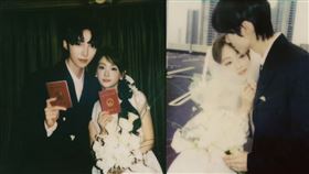 X玖少年團趙磊曬出和女友手拿結婚證的合照。（圖／翻攝自微博）